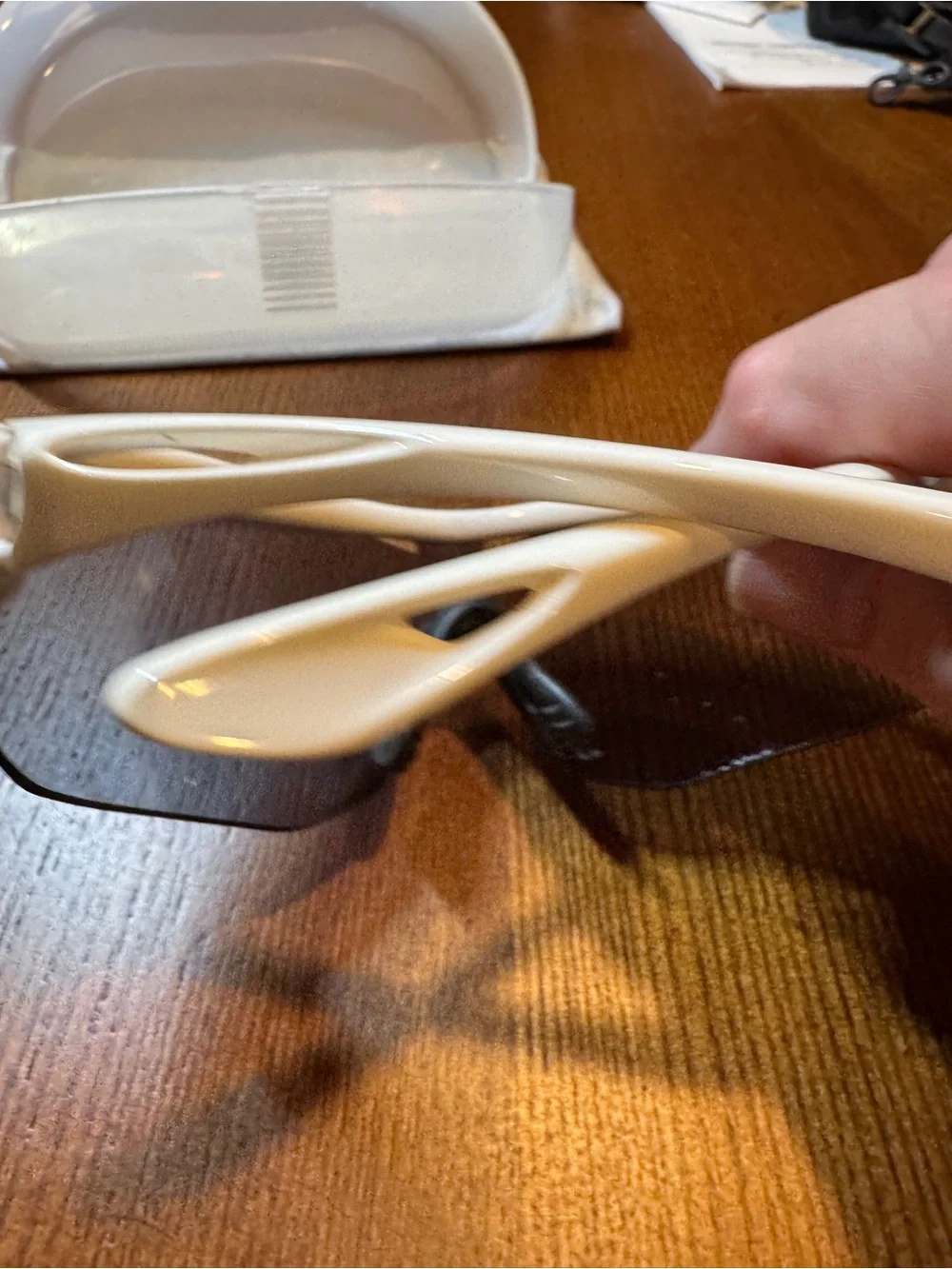 White  wraparound sport sunglasses